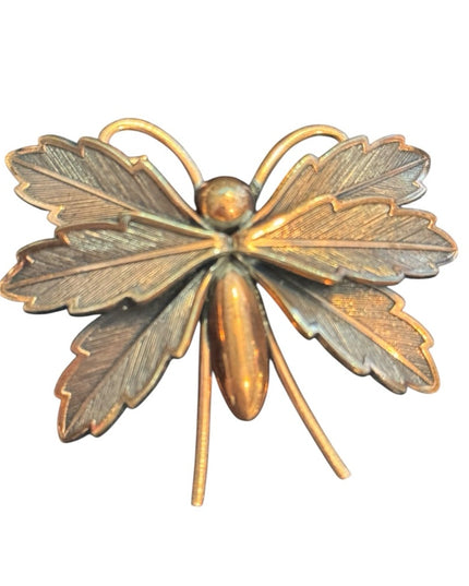 Vintage COPPER BELL Signed Butterfly Brooch Pin