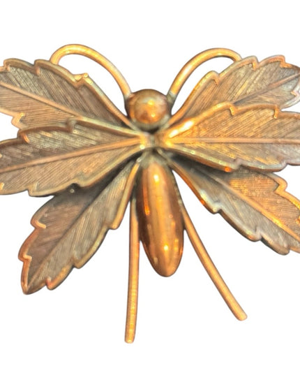 Vintage COPPER BELL Signed Butterfly Brooch Pin