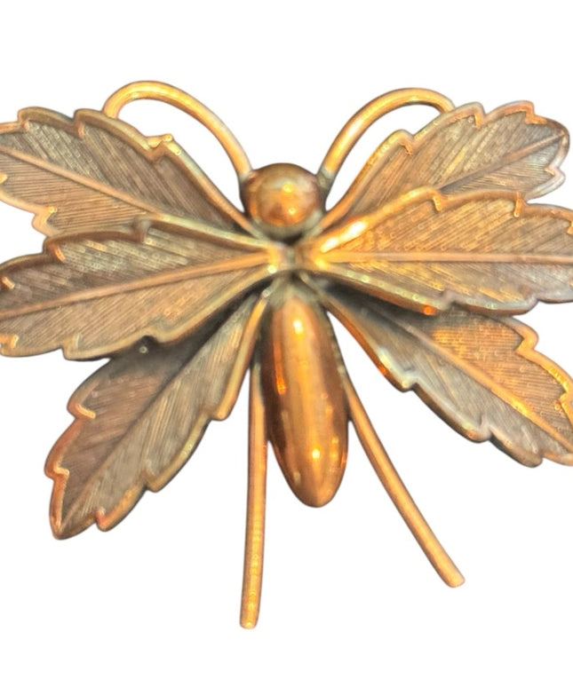 Vintage COPPER BELL Signed Butterfly Brooch Pin