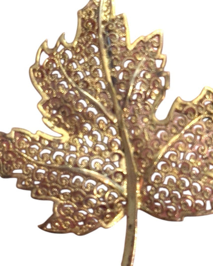 Elegant Vintage Birks Gold Wash Sterling Silver 925 Maple Leaf Brooch Birks Box