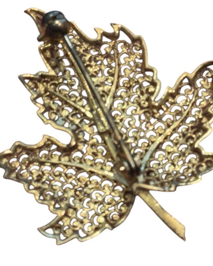 Elegant Vintage Birks Gold Wash Sterling Silver 925 Maple Leaf Brooch Birks Box