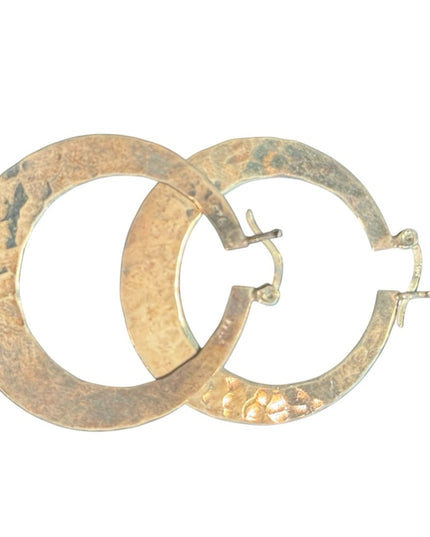 Vintage 1.5”  Hammered Sterling Silver 925 Hoop Earrings