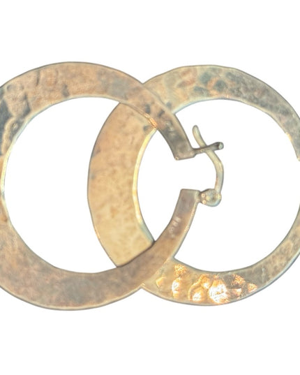 Vintage 1.5”  Hammered Sterling Silver 925 Hoop Earrings