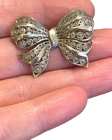 Vintage 1950s Birks Sterling silver 925 wire work filigree butterfly