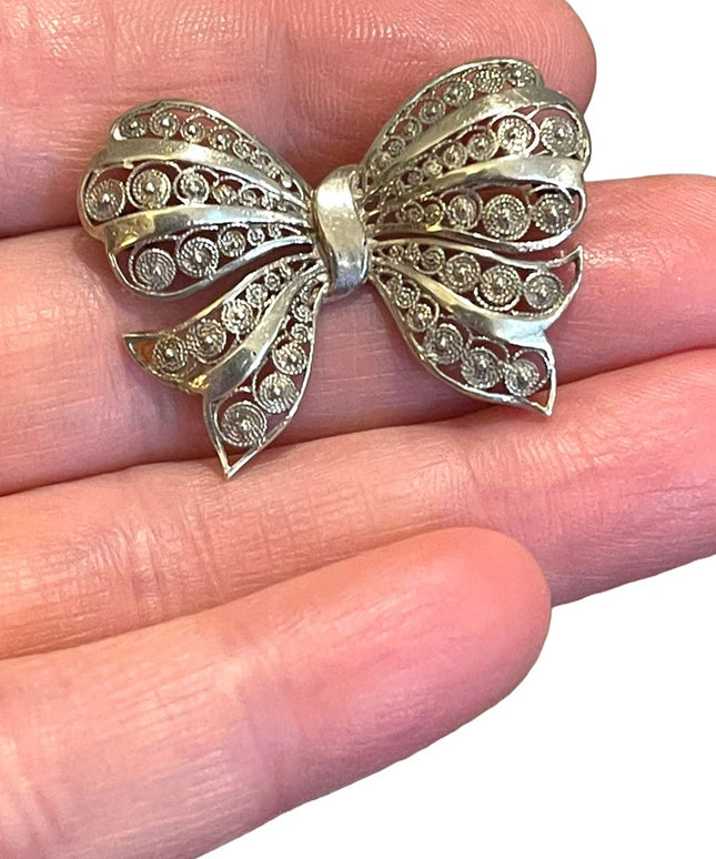 Vintage 1950s Birks Sterling silver 925 wire work filigree butterfly