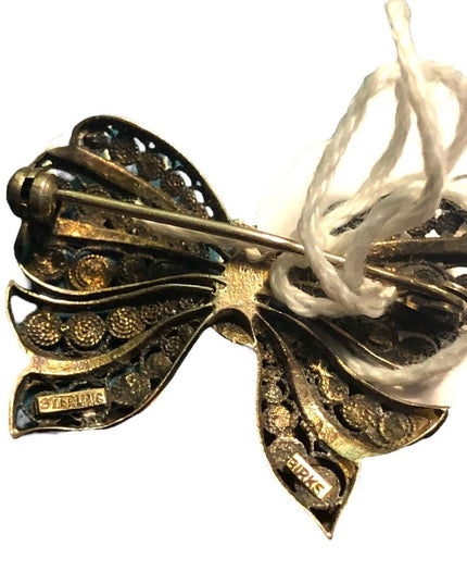 Vintage 1950s Birks Sterling silver 925 wire work filigree butterfly