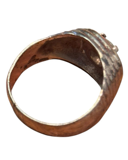 Mens Vintage Sterling Silver Ring with Clear CZ Rhinestone 1970s