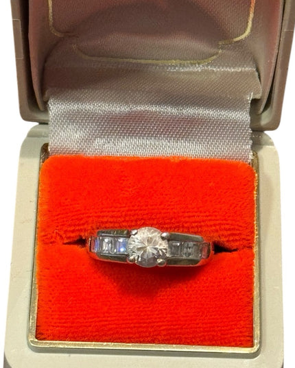 Vintage Sterling Silver 925 Women's Gold Plate Engagement Ring CZ