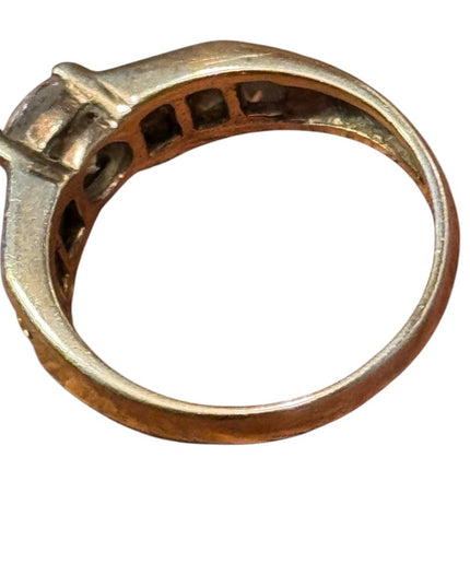 Vintage Sterling Silver 925 Women's Gold Plate Engagement Ring CZ