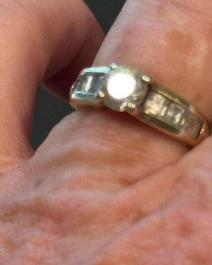 Vintage Sterling Silver 925 Women's Gold Plate Engagement Ring CZ