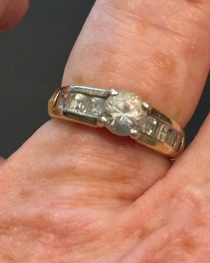 Vintage Sterling Silver 925 Women's Gold Plate Engagement Ring CZ