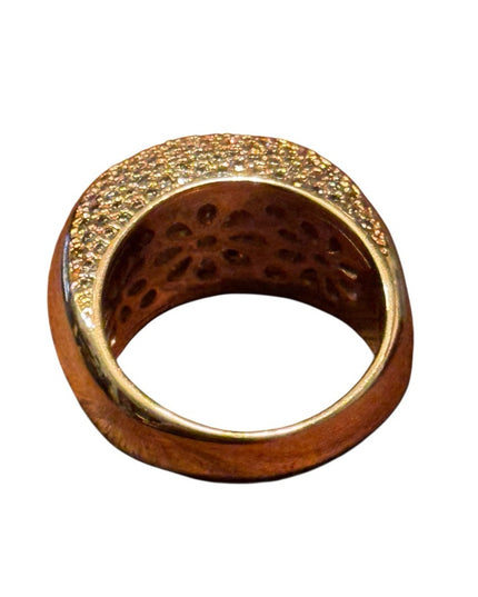 Elegant Samuel Benham 18k GP Rose Gold CZ Rhinestone Women's Ring