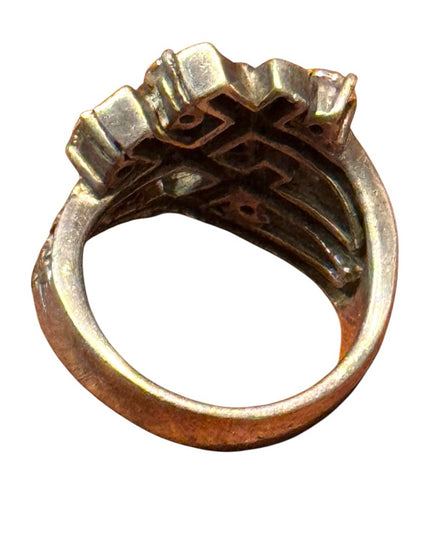 Vintage Sterling Silver 925 Women's Brutalist Cluster Ring Crystal Accents