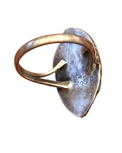 Vintage Sterling Silver Southwestern 925 Fancy Handmade Turquoise Ring