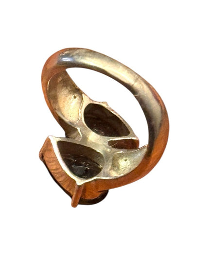 Elegant Vintage Sterling Silver 925 Smokey Topaz Bypass Gemstone Ring