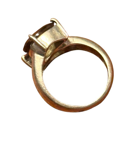 Elegant Vintage Sterling Silver 925 Smokey Topaz Bypass Gemstone Ring