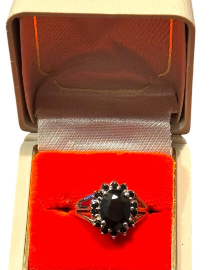 Elegant Vintage Sterling Silver 925 Simulated Sapphire Women's Ring