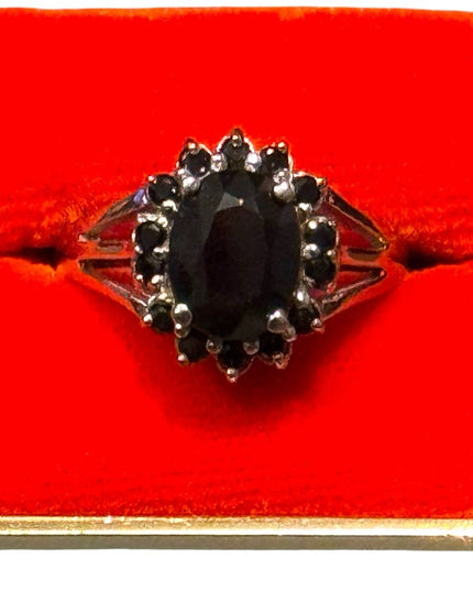 Elegant Vintage Sterling Silver 925 Simulated Sapphire Women's Ring