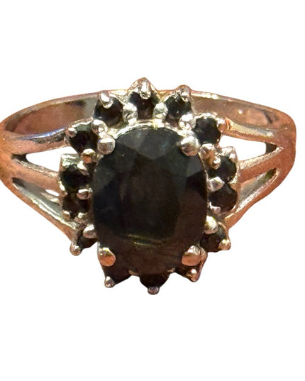 Elegant Vintage Sterling Silver 925 Simulated Sapphire Women's Ring
