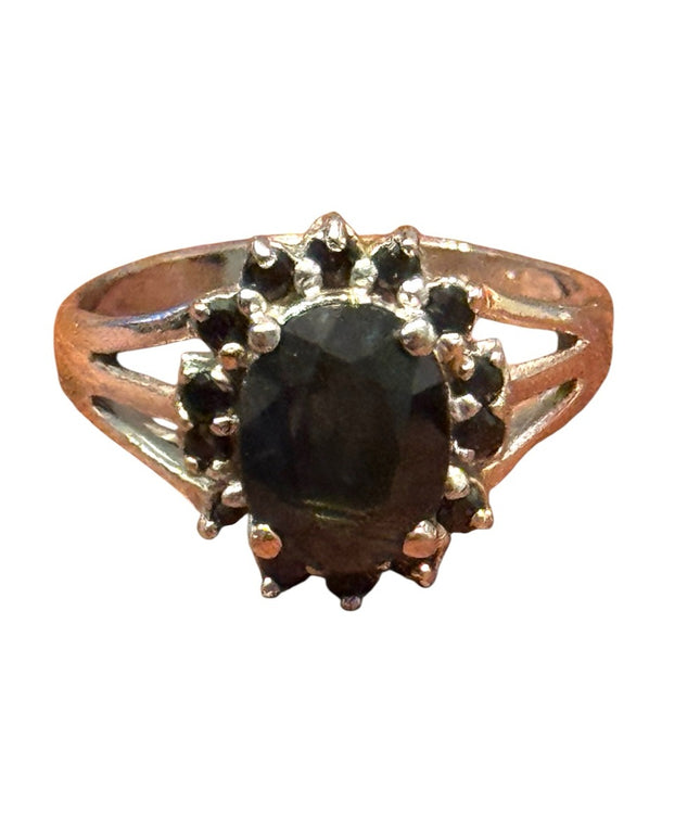 Elegant Vintage Sterling Silver 925 Simulated Sapphire Women's Ring