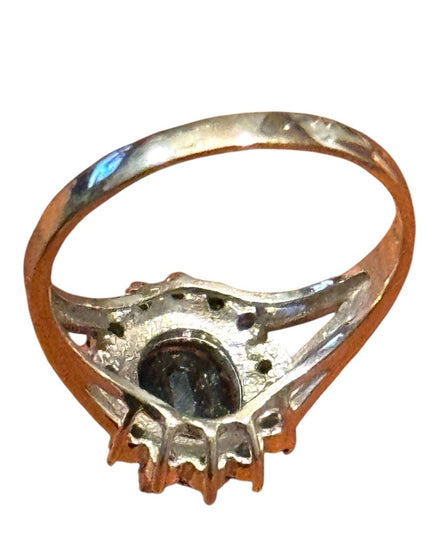 Elegant Vintage Sterling Silver 925 Simulated Sapphire Women's Ring