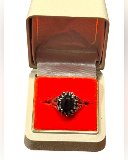 Elegant Vintage Sterling Silver 925 Simulated Sapphire Women's Ring