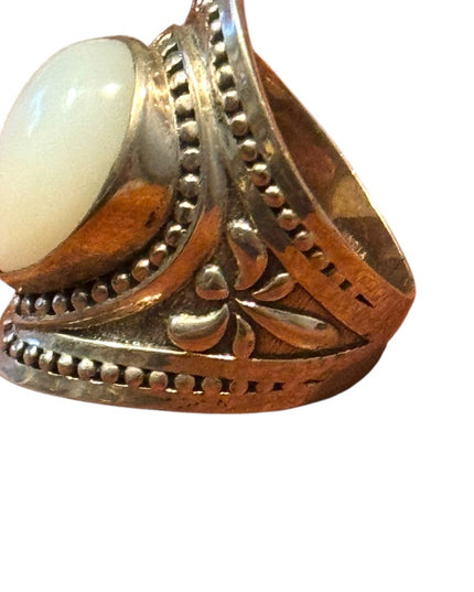 Elegant Vintage Sterling Silver 925 MOP HQ Saddle Women's Ring
