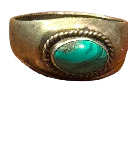OLD Vintage Native American Handmade Sterling Silver 925 Malachite Stone Ring