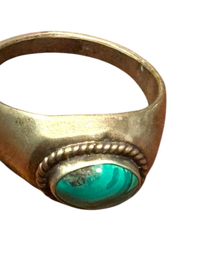 OLD Vintage Native American Handmade Sterling Silver 925 Malachite Stone Ring