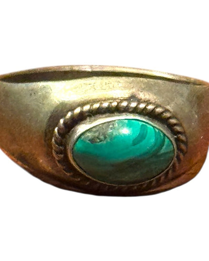 OLD Vintage Native American Handmade Sterling Silver 925 Malachite Stone Ring