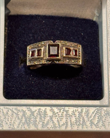 Vintage Sterling Silver 925 Fabcy Garnet Women's Ring