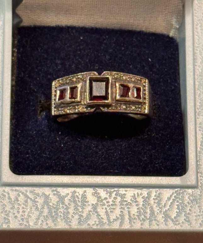 Vintage Sterling Silver 925 Fabcy Garnet Women's Ring