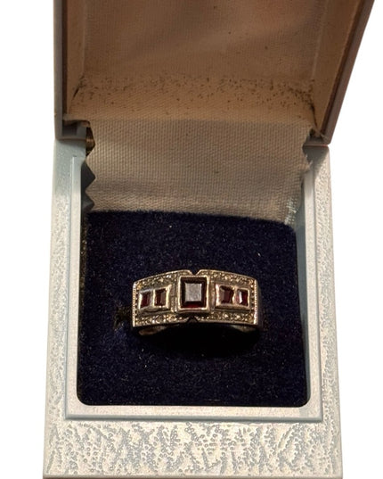 Vintage Sterling Silver 925 Fabcy Garnet Women's Ring
