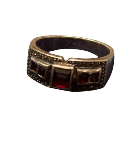 Vintage Sterling Silver 925 Fabcy Garnet Women's Ring