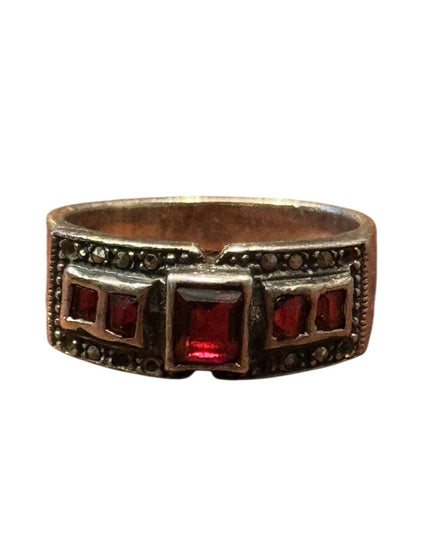Vintage Sterling Silver 925 Fabcy Garnet Women's Ring