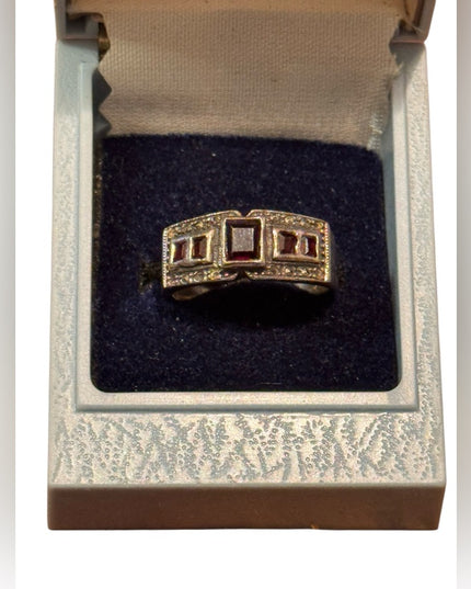 Vintage Sterling Silver 925 Fabcy Garnet Women's Ring