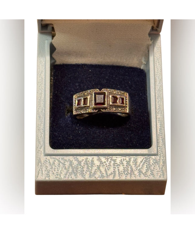 Vintage Sterling Silver 925 Fabcy Garnet Women's Ring