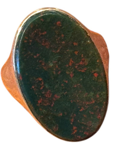Vintage Large Oval Handmade Sterling Silver 925 Bloodstone Ring