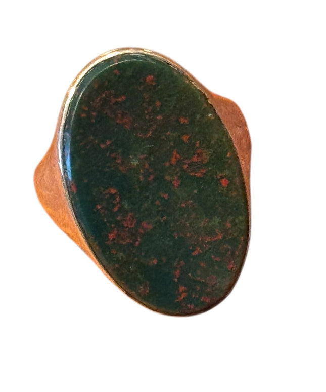 Vintage Large Oval Handmade Sterling Silver 925 Bloodstone Ring