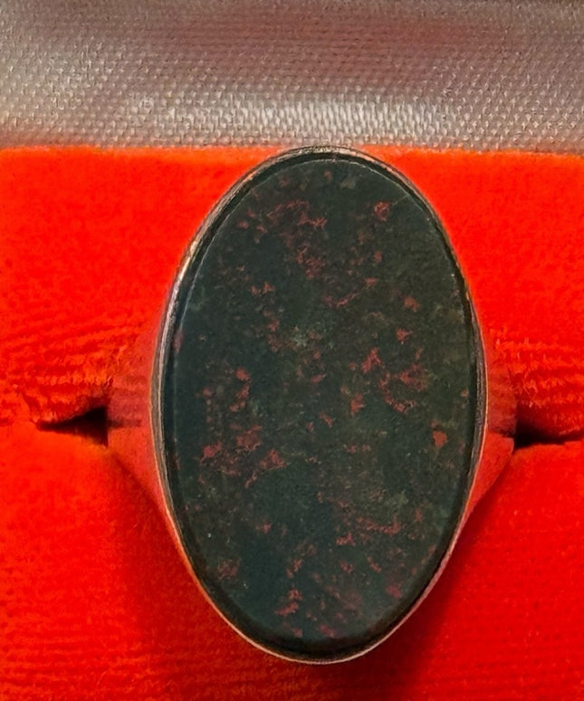 Vintage Large Oval Handmade Sterling Silver 925 Bloodstone Ring