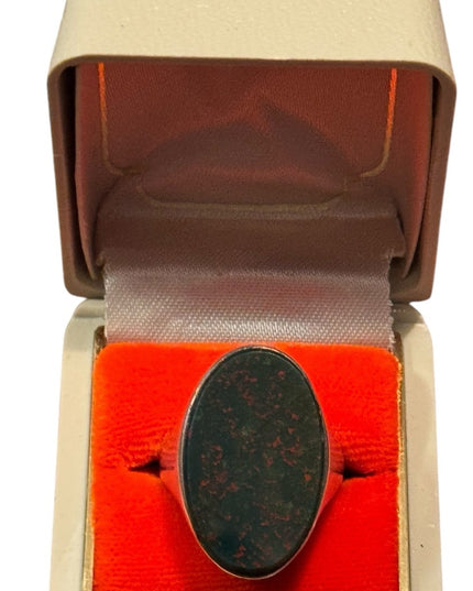 Vintage Large Oval Handmade Sterling Silver 925 Bloodstone Ring