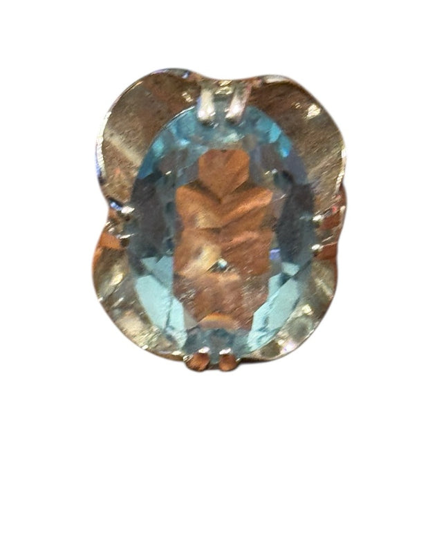 Vintage Sterling Silver 925 Stunning Blue CZ 8k HGF Ring