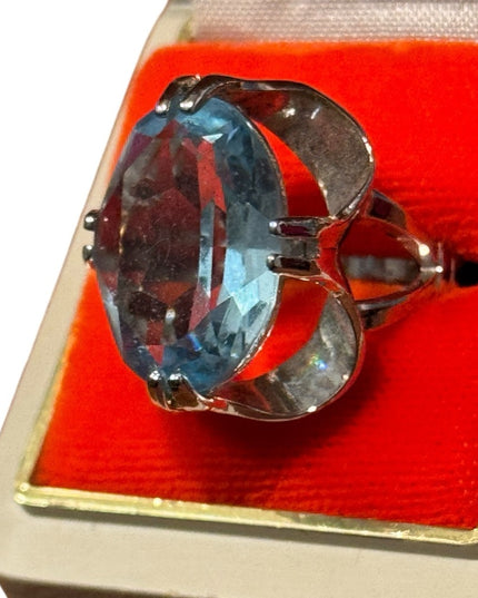 Vintage Sterling Silver 925 Stunning Blue CZ 8k HGF Ring