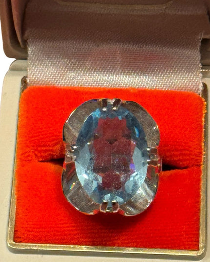 Vintage Sterling Silver 925 Stunning Blue CZ 8k HGF Ring