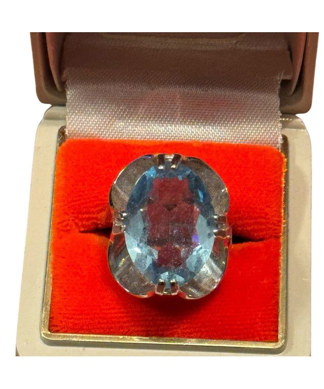 Vintage Sterling Silver 925 Stunning Blue CZ 8k HGF Ring