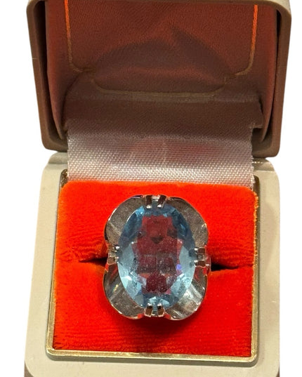 Vintage Sterling Silver 925 Stunning Blue CZ 8k HGF Ring