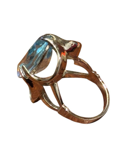 Vintage Sterling Silver 925 Stunning Blue CZ 8k HGF Ring