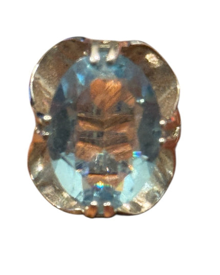 Vintage Sterling Silver 925 Stunning Blue CZ 8k HGF Ring