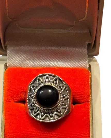 Sterling Silver 925 Ring Black Onyx Stone
