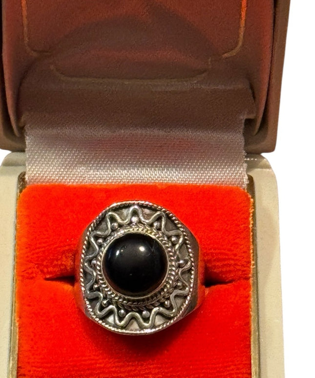 Sterling Silver 925 Ring Black Onyx Stone